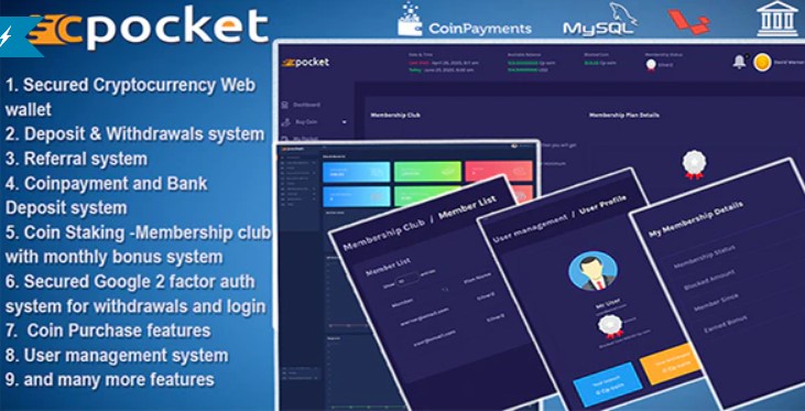 Cpocket v1.2 – Cryptocurrency Wallet Script Download