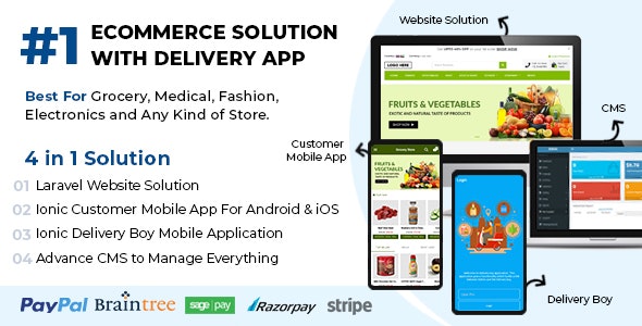 Ecommerce Solution with Delivery App For Grocery, Food, Pharmacy, Any Store / Laravel + Android Apps v1.0.22 |  Php & Mobile