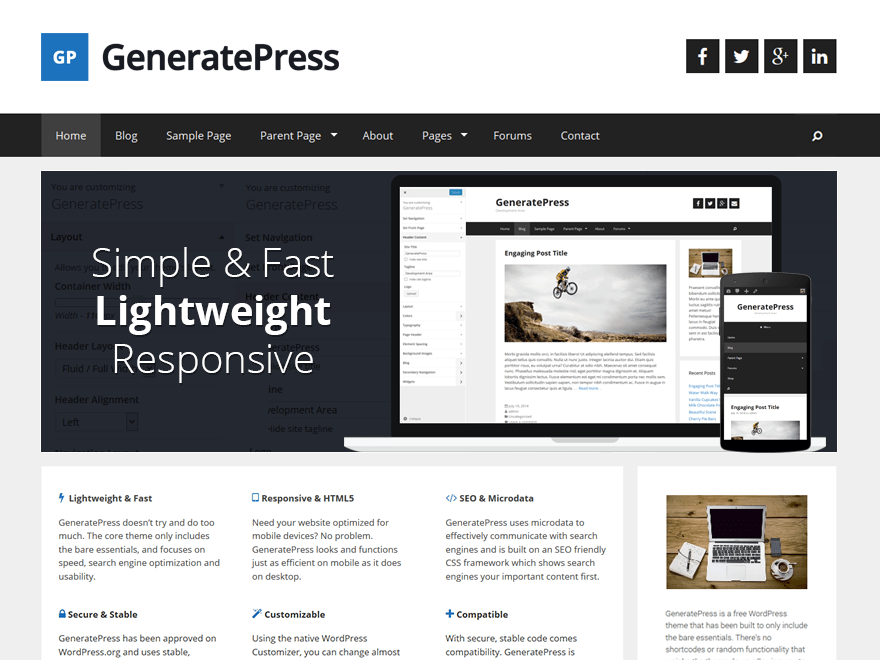 GeneratePress Premium – v.2.1.2 & v2.2.0 A1 + Free v3.1.3 Download | WordPress Theme