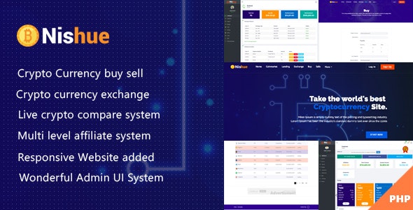 Nishue – CryptoCurrency Buy Sell Exchange and Lending with MLM System Live Crypto Compare Retail | Php Script