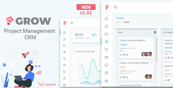 Grow CRM – Project Management CRM With Invoicing Estimates Leads And Tasks Download | Php Script