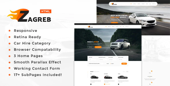 Zagreb – Limousine / Transport / Car Hire HTML Template Download