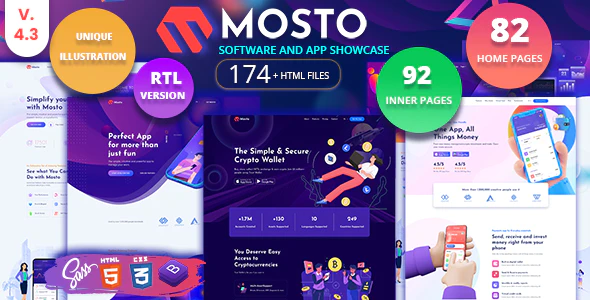 Mosto – App landing page HTML Template Download