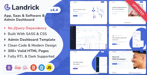 Landrick – Saas & Software Multipurpose Landing Page & Admin Dashboard Template Download