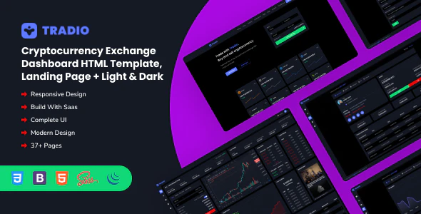 Tradio cryptocurrency exchange dashboard html template