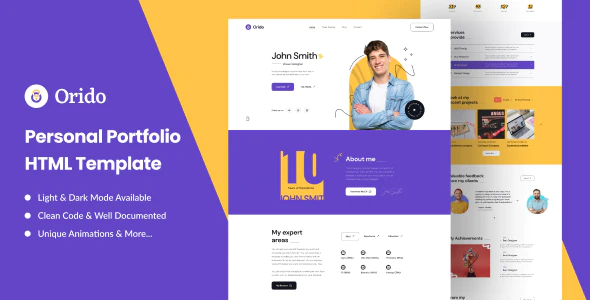 Orido – Personal Portfolio HTML Template Download