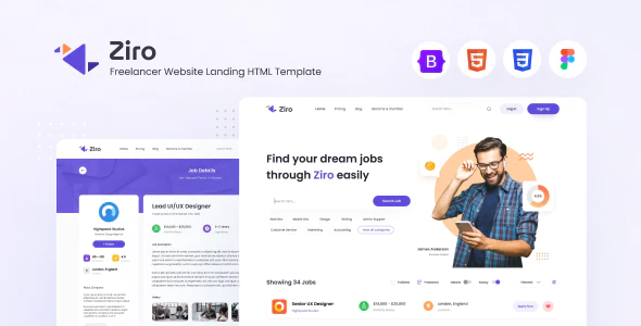 Ziro – Freelancer Directory Website HTML Templates