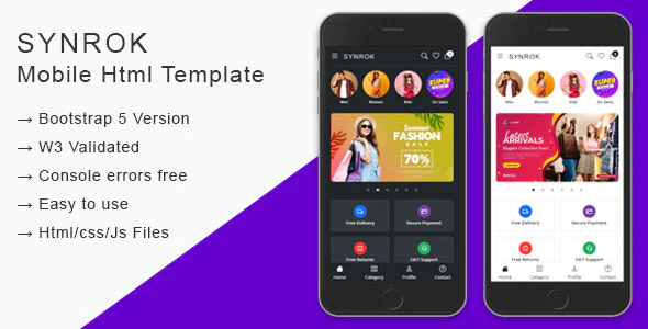 Synrok v1.0 – Mobile Free HTML Template Download