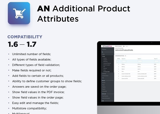 Additional Product Attributes – Custom Product Fields – v2.6.0 Module Download | PrestaShop Plugin