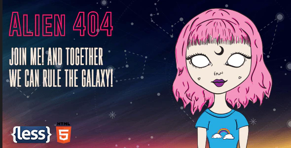 Alien – Animated Error 404 HTML Page Free Download