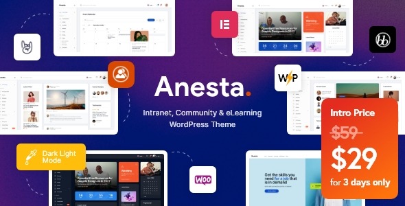 Anesta Intranet Extranet Community and BuddyPress WordPress Theme Nulled