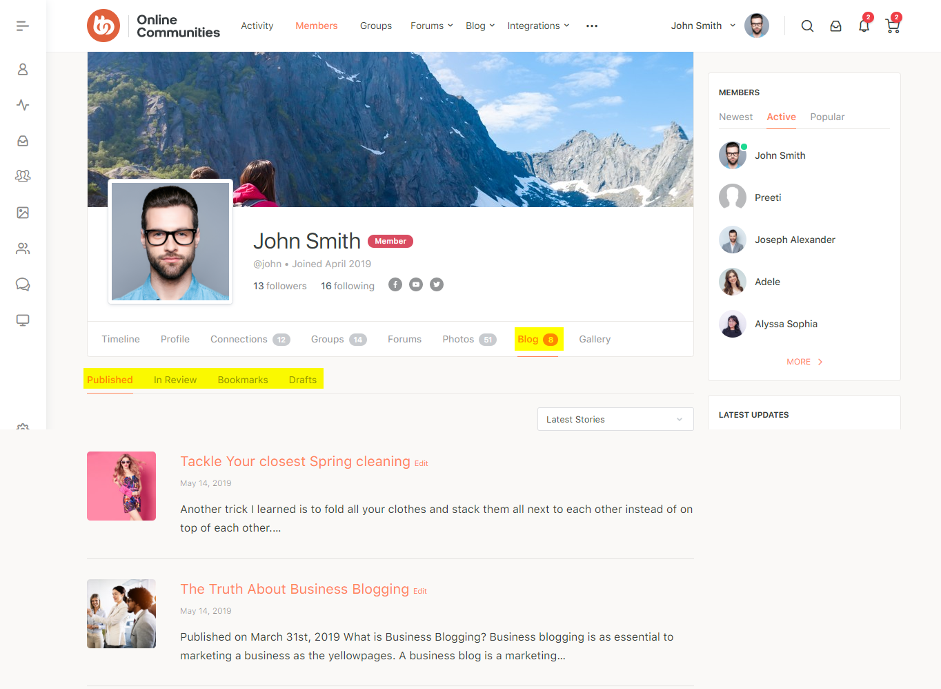 BuddyPress User Blog section on a users profile Nulled Download