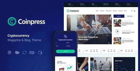 Coinpress – v1.0.10 ICO Cryptocurrency Magazine & Blog WordPress Theme Download