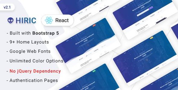 Hiric v2.1 – React Landing Page Template Download