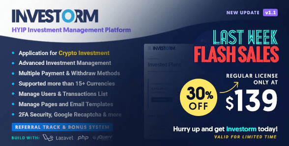 Investorm Advanced HYIP Investment Management Platform v1.1.0 Download