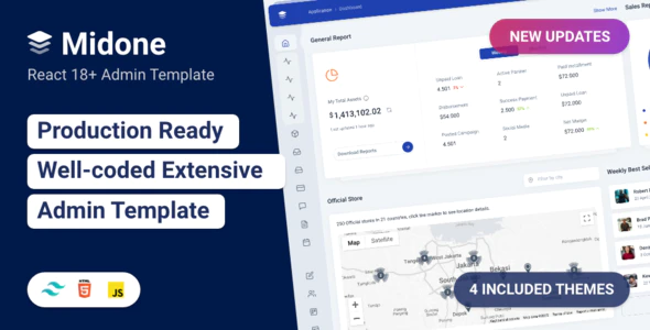 Midone – React Admin Dashboard Template + HTML Version Download