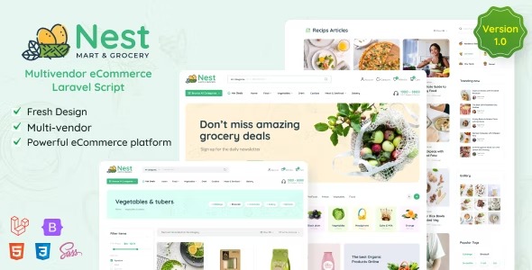 Nest – v1.15.0 (Updated) Multivendor Organic & Grocery Laravel eCommerce | Laravel