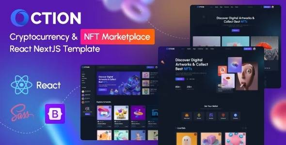 Oction - nft marketplace react nextjs template free download