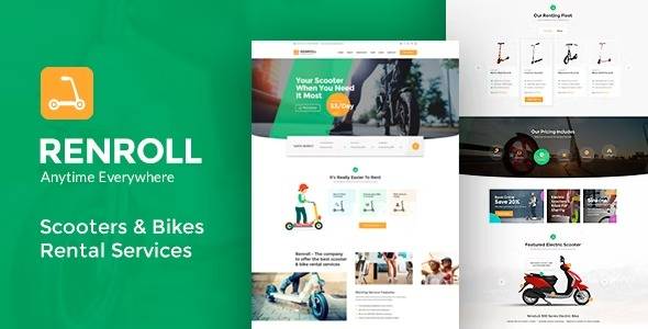 Renroll bike rentals wordpress theme free download