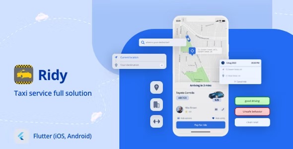 Ridy Flutter v2.5.6 – Full Taxi Solution Download