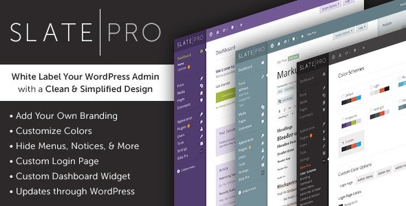 Slate Pro v.1.1.9 – WordPress Admin Theme & White Label | WordPress Plugin