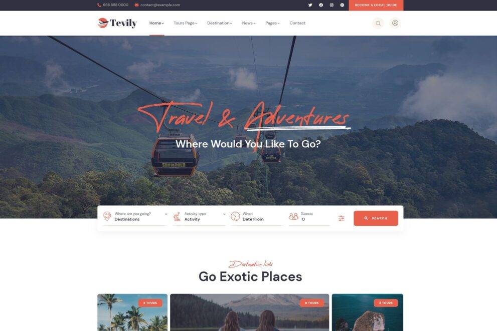 Tevily v1.1.7 – Professional Travel & Tour Booking WordPress Theme