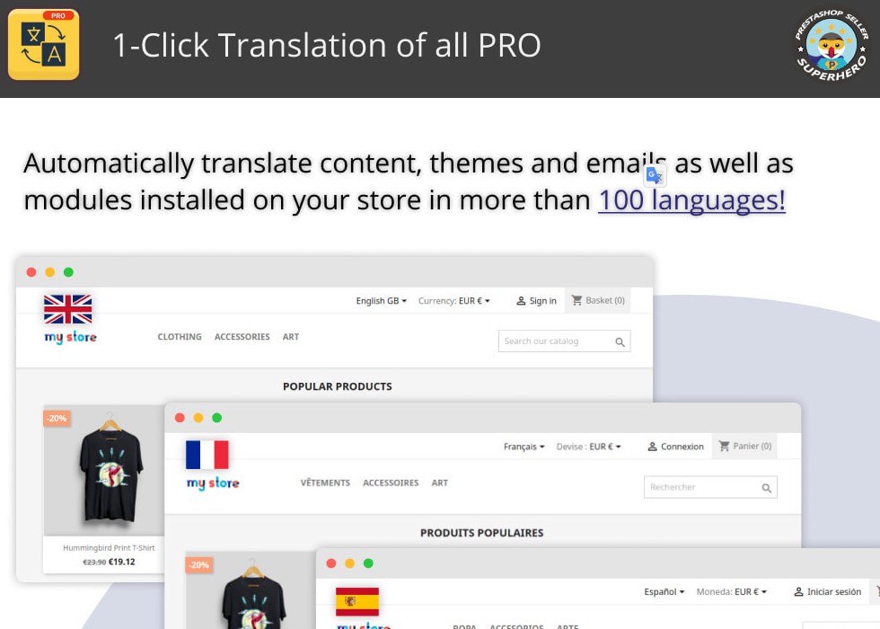 Translate all – v4.7.69 – Free and unlimited translation Module [v1.6 – v1.7] | Prestashop