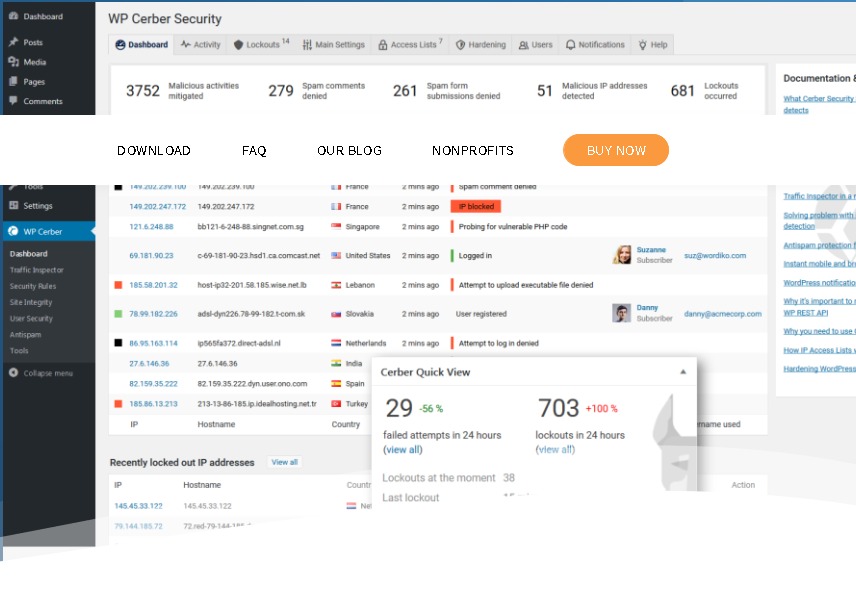 WP Cerber Security Pro v9.6.2 WordPress Antispam & Malware Scan Download (Updated)