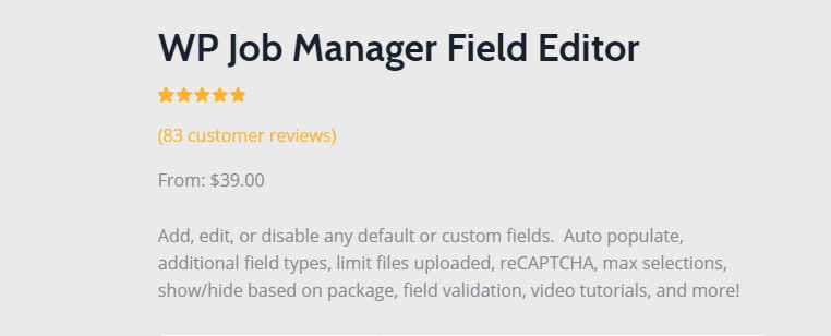 WP Job Manager Field Editor Add-on – v1.9.2 Download |  WordPress Plugin