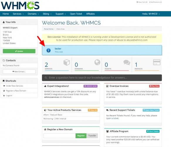 WS Client Notifications for WHMCS v6.1.0 Untouched Download