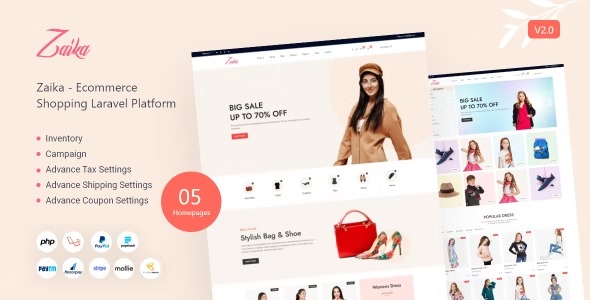 Zaika – v2.0.5 (Updated) Ecommerce Shopping Laravel Platform | Laravel