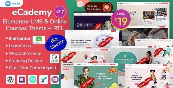 eCademy v6.6 Best Elementor LMS & Online Courses WordPress Theme (Updated)