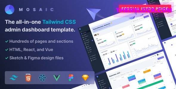 Mosaic v4.3.1 – Free Download Tailwind CSS HTML Admin Dashboard Template