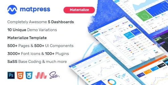 MatPress – Materialize Admin HTML Template Download