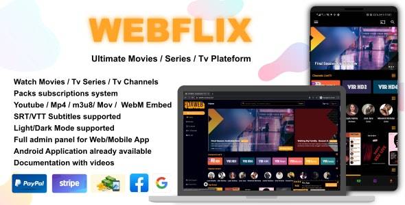 WebFlix v1.6 – Movies – TV Series – Live TV Channels – Subscription Php Scripts