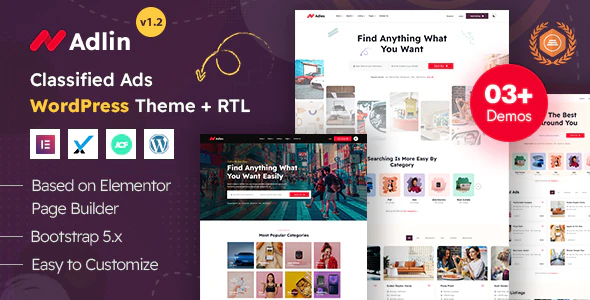 Adlin Classified Ads Listing WordPress Theme v1.2 Download