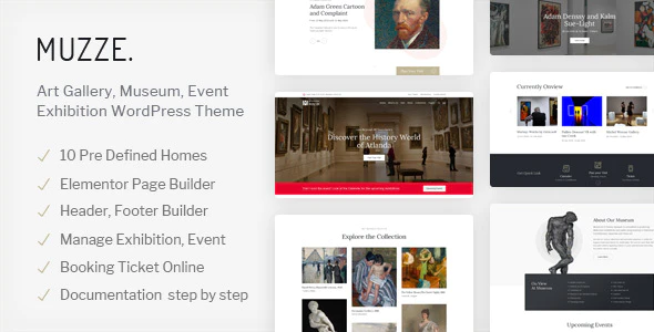 Muzze v1.5.4 Museum Art Gallery Exhibition WordPress Theme Download