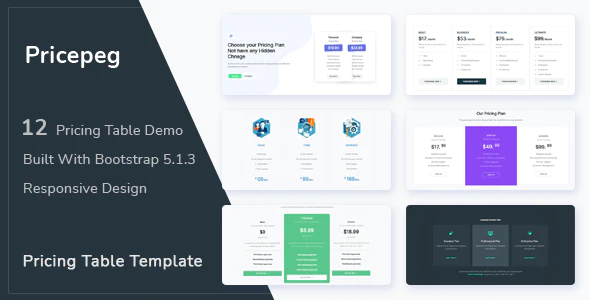 Pricepeg – Bootstrap 5 Pricing Table HTML Template Free Download