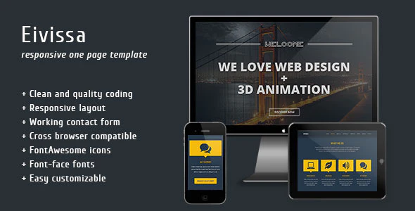 Eivissa – Responsive One Page Free HTML Template Download