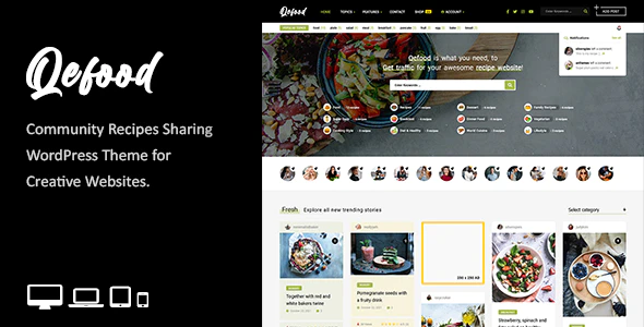 Qefood v1.7 Community Sharing WordPress Theme Download