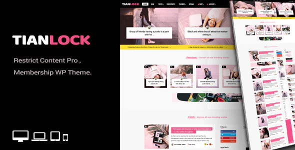 TianLock WP v.2.9 Restrict Content Pro Membership WordPress Theme Download