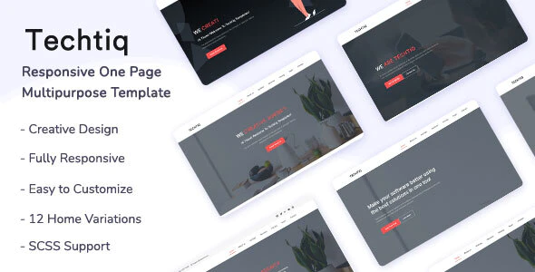 Techtiq – Responsive One Page Multipurpose HTML Template Free Download