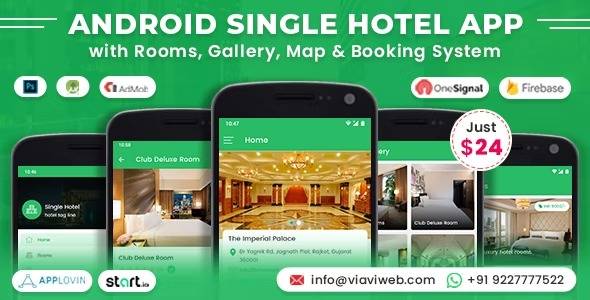 Android Single Hotel Application Nulled with Rooms Gallery Map Booking System Free Download