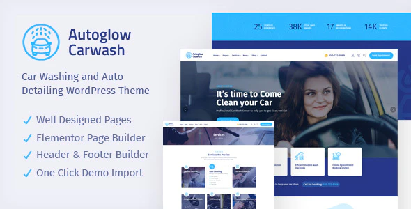 Autoglow v1.1.2 – Car Wash WordPress Theme Download