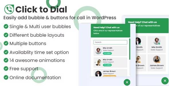 Click to dial v1.0 – Direct call from website WordPress plugin