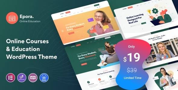 epora online courses & education wordpress theme download