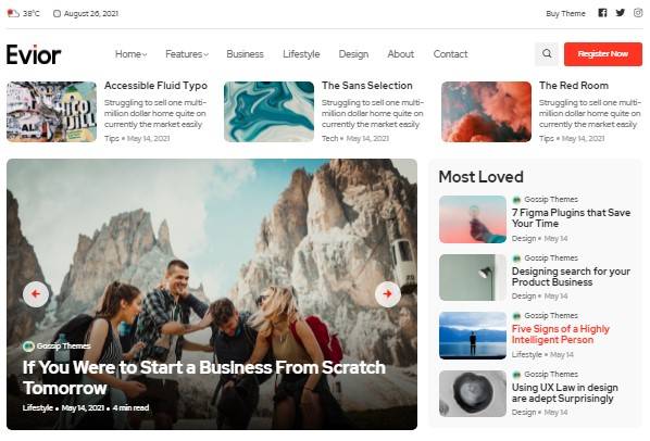 Evior v2.0 – Modern Magazine WordPress Theme Download