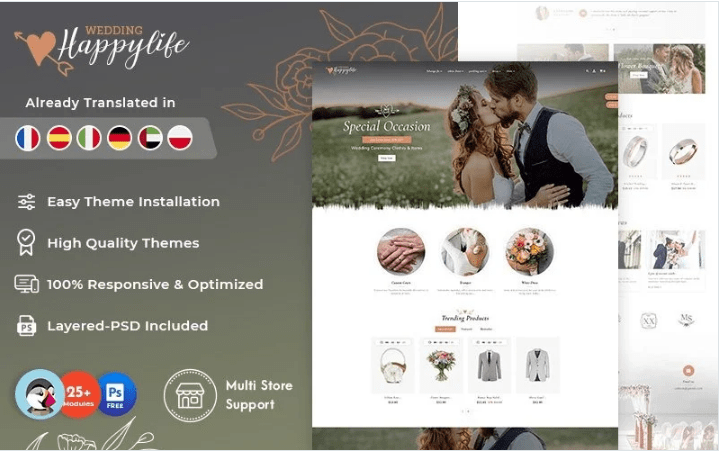 HappyLife Wedding Best of PrestaShop Conversation-friendly Theme Download