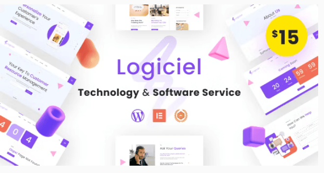 Logiciel v.1.2.3 Technology & Software Service WordPress Landing Pages