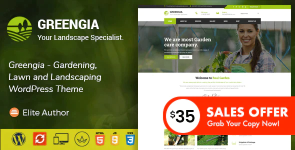 Greengia v2.4 – Gardening Lawn and Landscaping WordPress Theme Download